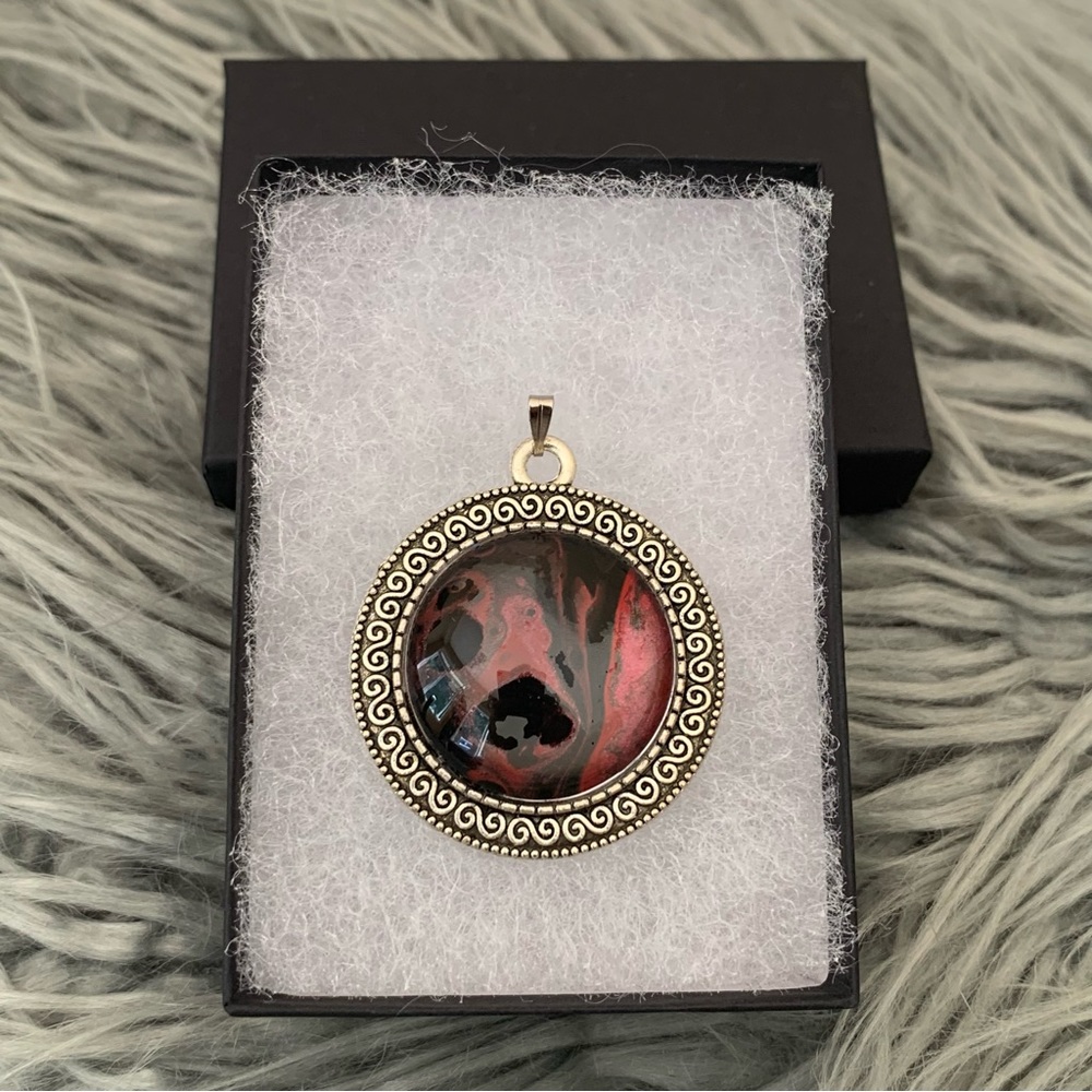 Handmade Fluid Art Necklace- Lava Luv